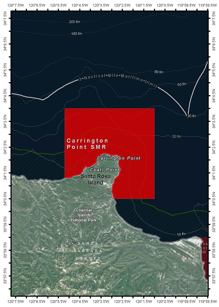 Map of Carrington Point State Marine Reserve - click to enlarge in new tab